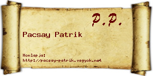 Pacsay Patrik névjegykártya